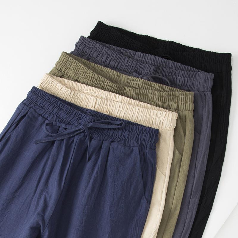 Herrenhose aus Baumwolle und Leinen, Sommer, dünner Stil, neue lässige Haren-Hosen, lockere gerade Hose, Arbeitskleidung