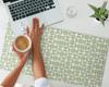 Modern Desk Mat for Remote Work, Geometric Retro Pattern, 90x45 cm