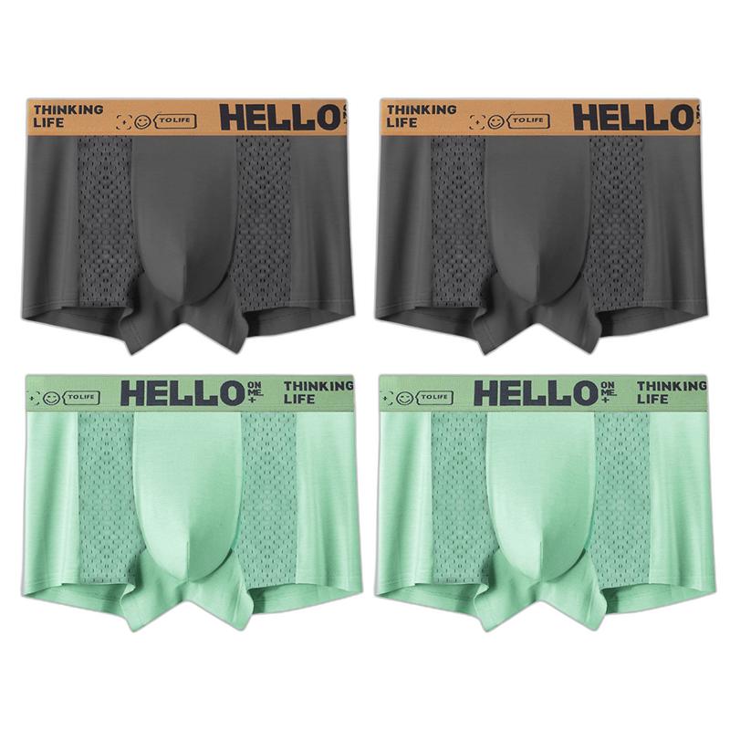4 st Herrkalsonger Is-Silke Mesh Boxerkalsonger Kalsonger Andningsbara Underbyxor Pojkunderbyxor Underkläder L XL XXL 3XL 4XL 5XL