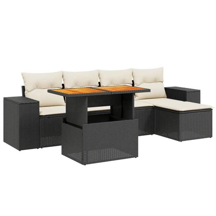VidaXL Salon de Jardin avec Coussins 6 pcs, Canapés de Terrasse, Ensemble de Meubles de Patio, Mobilier d'Extérieur, Noir 3272610