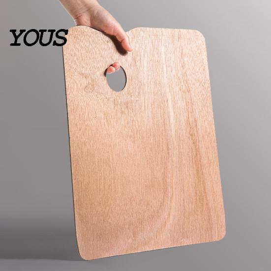 Professional Painting Supplies Wooden Paint Palette, Square Oval Shaped Artist Tray with Durable Beech Wood Palette Thumb Hole for Acrylic Watercolor