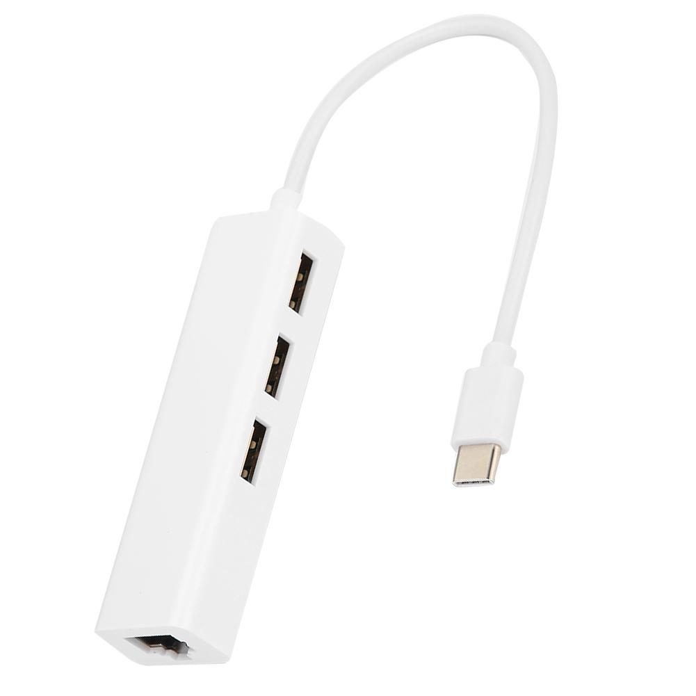 3-Port Hub USB2.0 RJ45 Lan Netzwerkkarte USB3.1 Typ-C zu Ethernet Adapter für OS X   Android