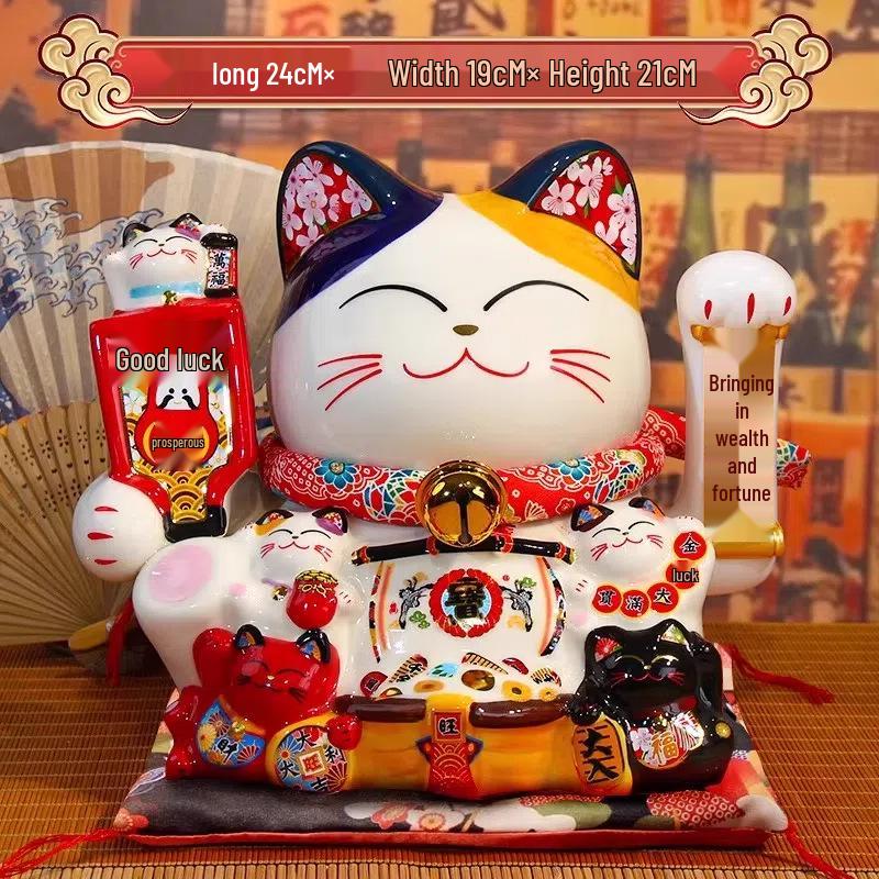Automatic Waving Fortune Cat Figurine - New Style Housewarming Gift for Front Desk or Shop