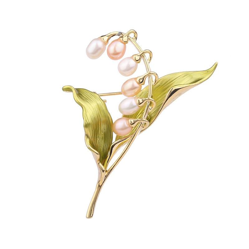 Lily of The Valley Brooch for Women, Elegant and Refined. Pearl Brooch with A Niche Design Sense