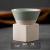 1 taza de cerámica japonesa retro con forma de cono triangular para té y café, taza de porcelana rugosa para café con leche, para el hogar y la oficina.