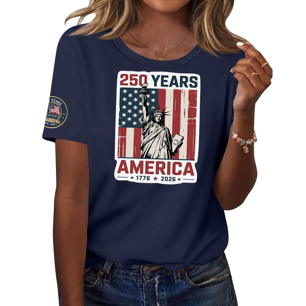 Moda feminina casual estampado manga curta gola redonda pulôver tops