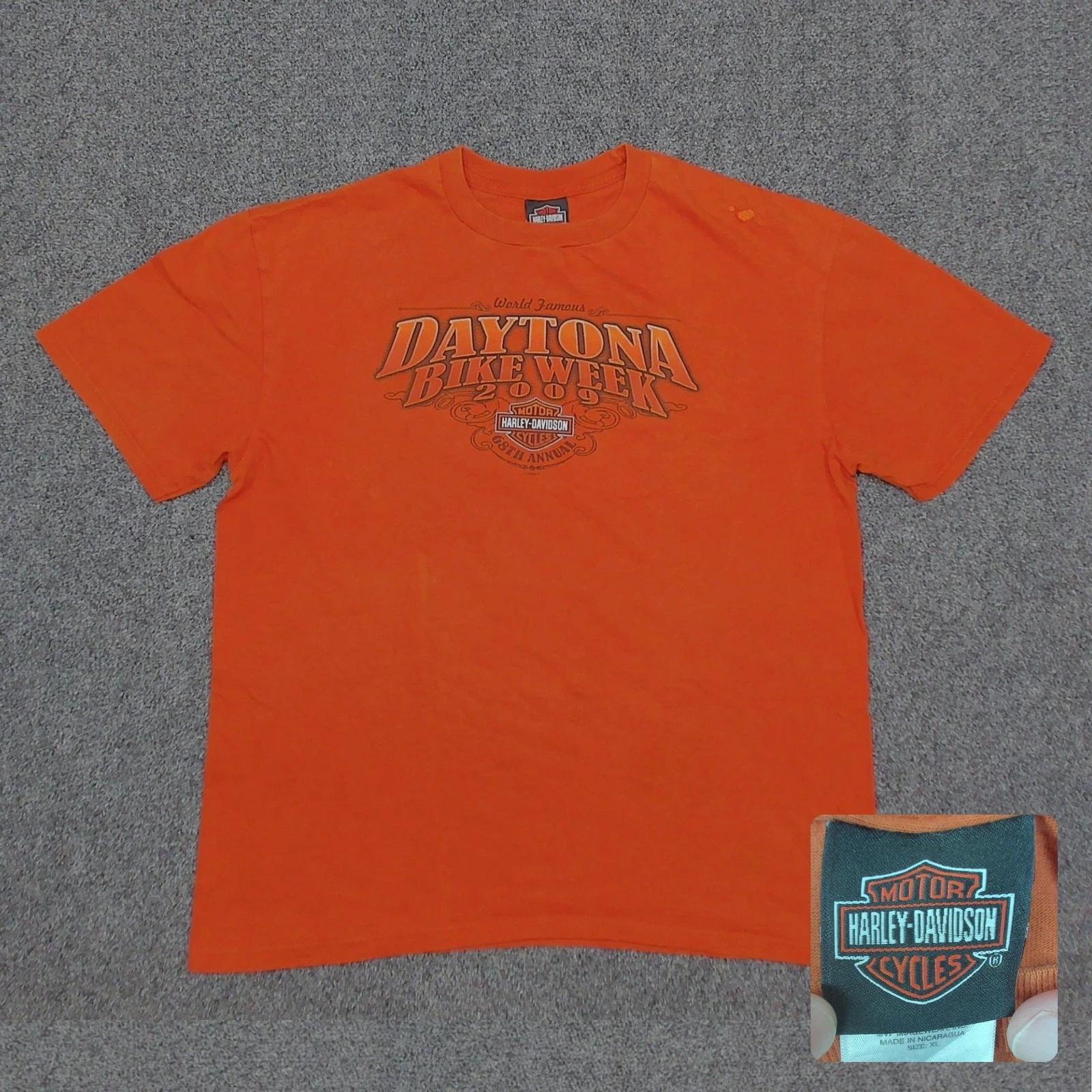 Y2K 2009 Harley Davidson Daytona Bike Week T Shirt Burnt Orange Mens XL M