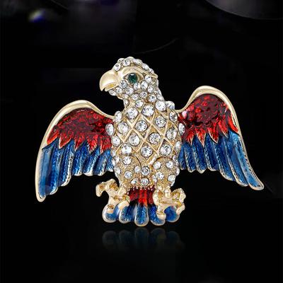 Classic Rhinestone Eagle Brooches for Women Unisex Enamel Animal Bird Pins Event Party New Gifts Jewelry Decoration Accessories