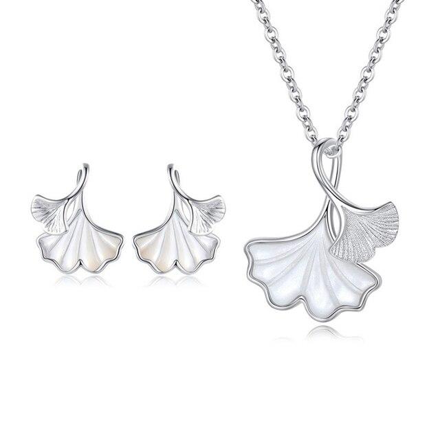 

ANENJERY Намисто з мушлі з листя гінкго Сережки Набір ювелірних виробів для жінок Елегантний подарунок на ювілей Ювелірні вироби bijoux femme Оптом Resizable