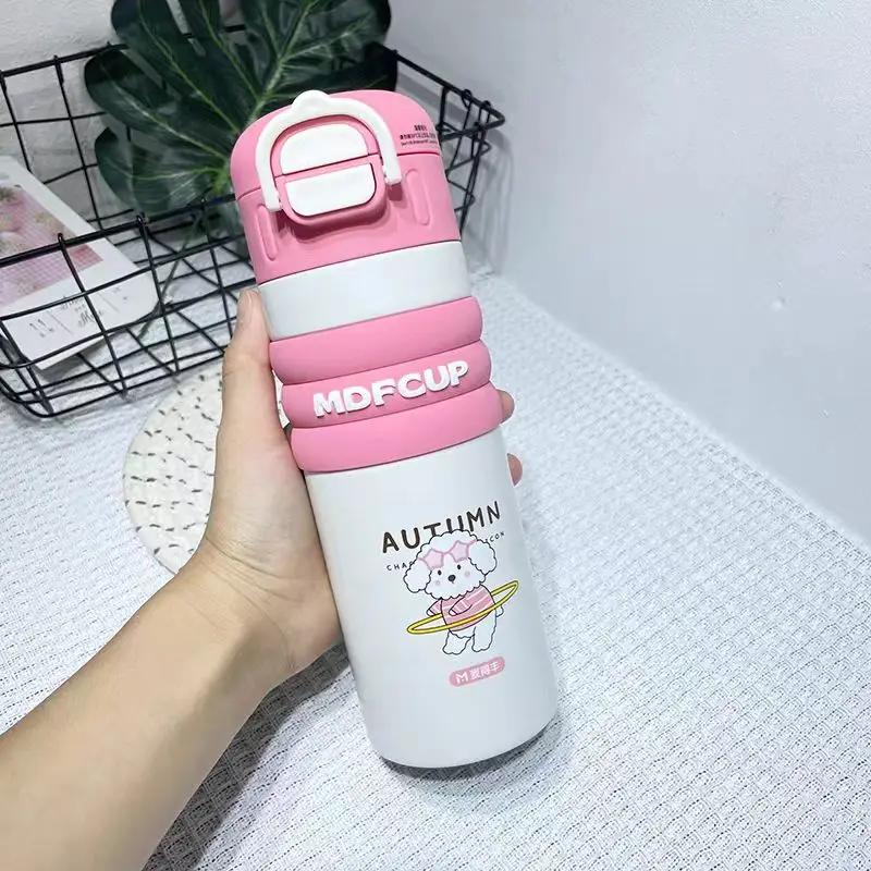 

550ml Insulated Cup High Appearance 304 Stainless Steel Double Layer Vacuum Insulated Car Cup with Tea Partition Water Bottle 550ml розовый