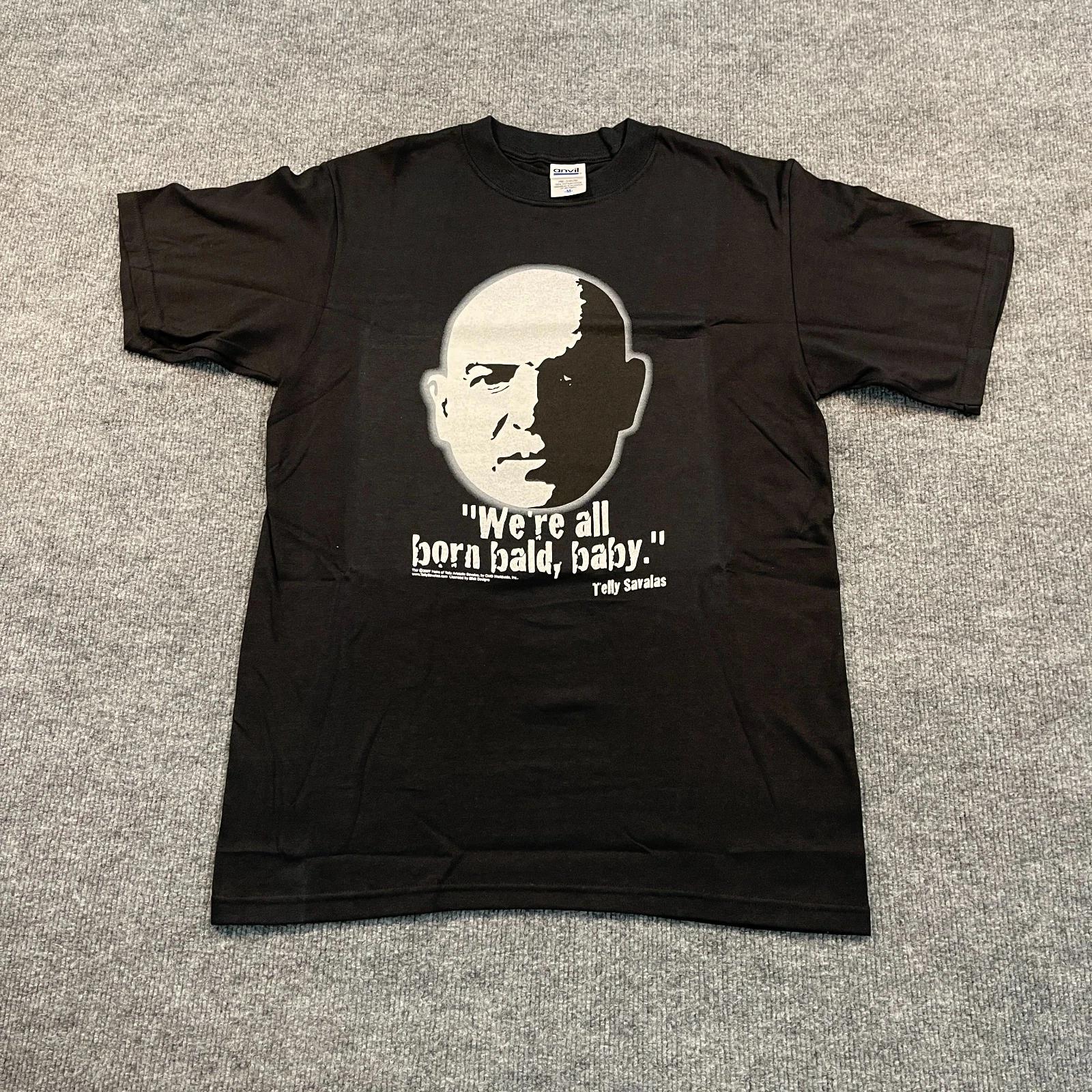 NWOT Vintage 2007 Funny Kojak Telly Savalas Born Bald Shirt Medium 19x28 Black L