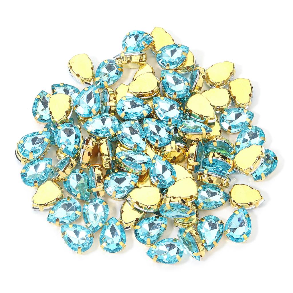 50 Stück/Los Bunte Tropfenform Acryl Aufnäher Strasssteine Mit Goldener Kralle Basis Tropfenform Perlen Für Kleidung Schmuck Dekoration