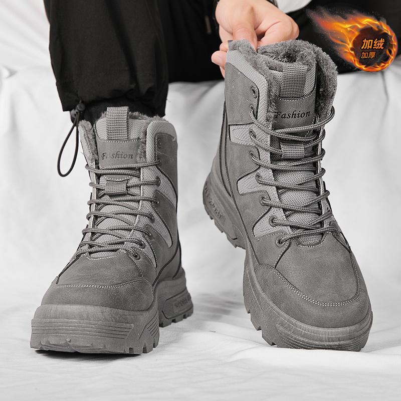 Snow boots new winter fur integrated fleece warm high-top cotton shoes