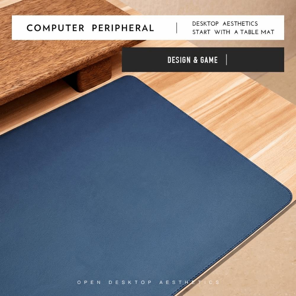 

Stitched Mouse Pad PU Leather Writing Pad Easy to Clean Keyboard Mice Mat Students 60x30cm темно-синього кольору