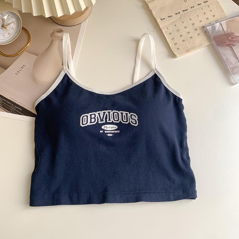 

Американская уличная майка-борцовка колор-блок с нагрудными вкладышами и принтом в виде букв. One Size темно-синий