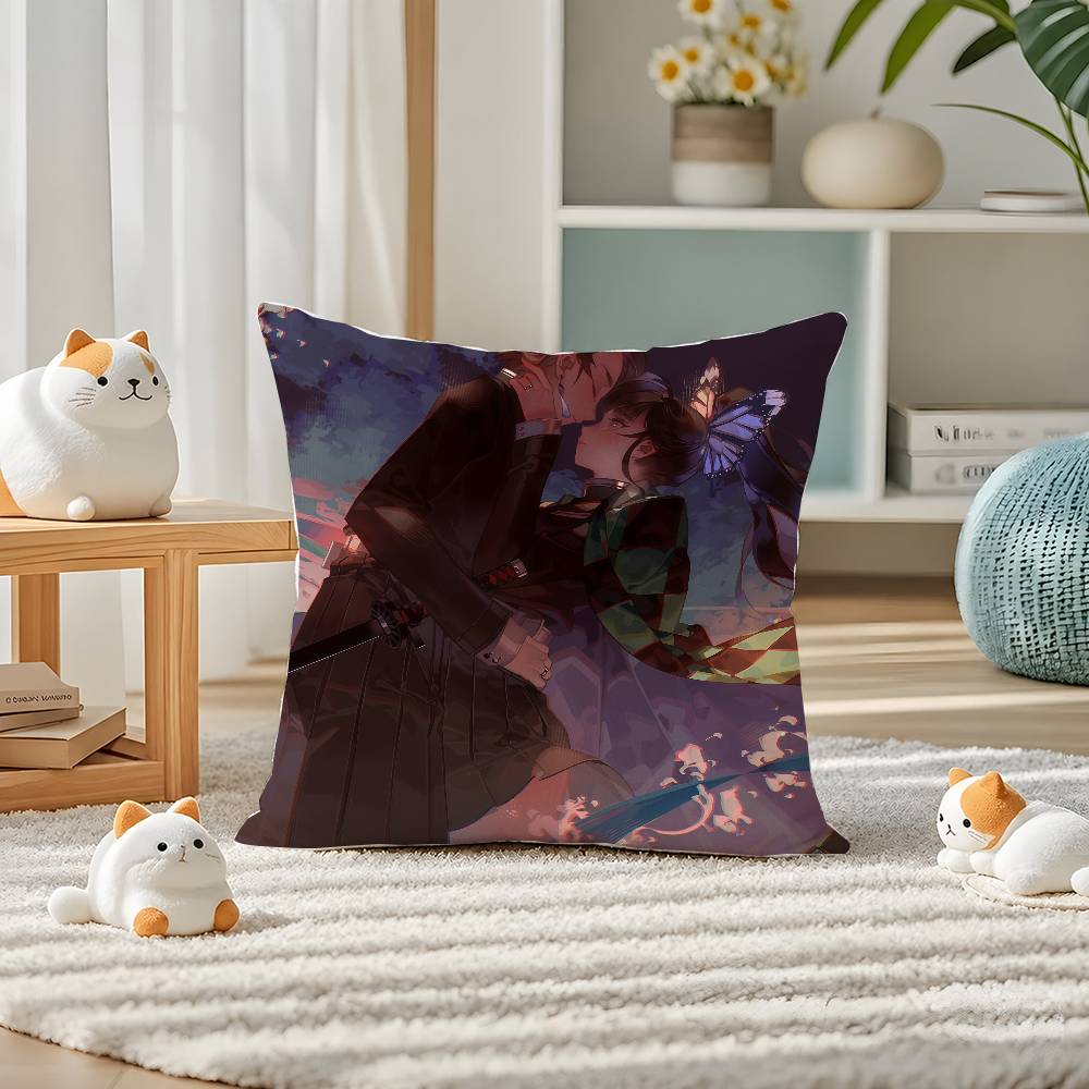 Demon Slayer Rui Spider Demon Anime Plush Pillow Cover Soft Short Plush Cushion Cover For Sofa Bedroom Home Decor Gift
