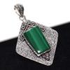 Exclusive Malachite 925 Silver Plated Pendant 2.8" Boho Jewelry Trendy V0F73