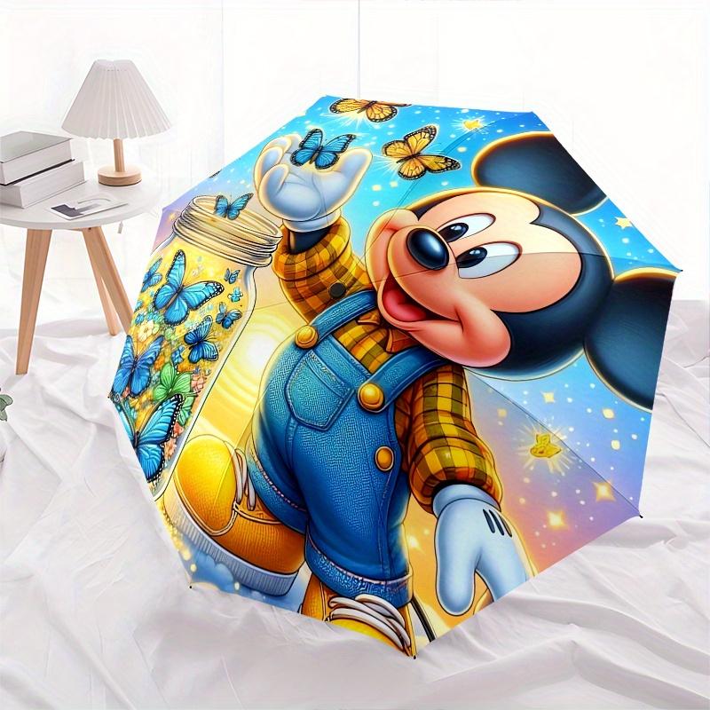 

Mickey Mouse,Butterflies,Jar Theme Automatic Compact Folding Cute Umbrella - Portable and Durable, 8-Bone Iron Umbrella for All Weather07071