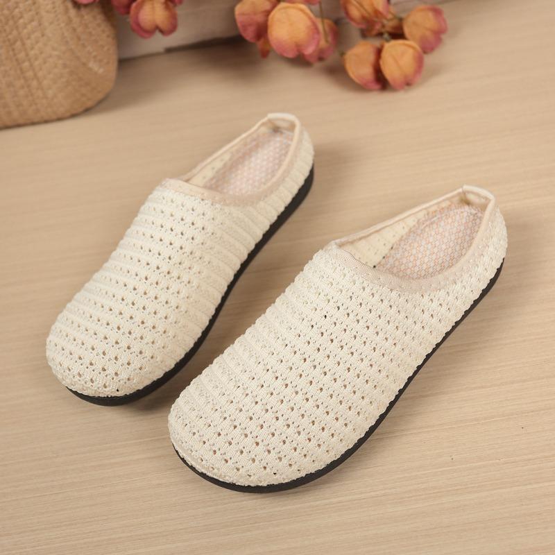 Woven summer women's shoes, one pedal, fly-woven breathable half-towed bag head flat bottom, casual versatile fisherman shoes