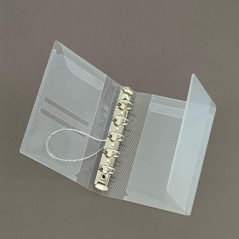A6/A7 Clear Notebook Cover Binders Folder Three Fold Flip Binders Cover with Elastic Band for Paper Storage