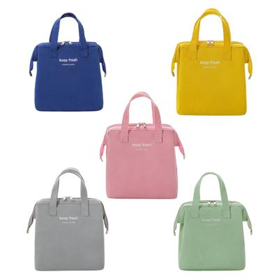 Spacious Thermal Food Carriers With Insulated Compartment Pastel Tone Durable Lunch Bag For Office Outdoors