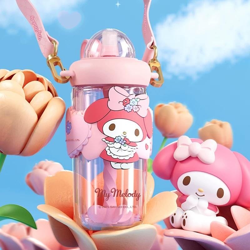 Sanrio Melody Tritan Reusable Straw Water Bottle With Leakproof Seal For Kids And Adults