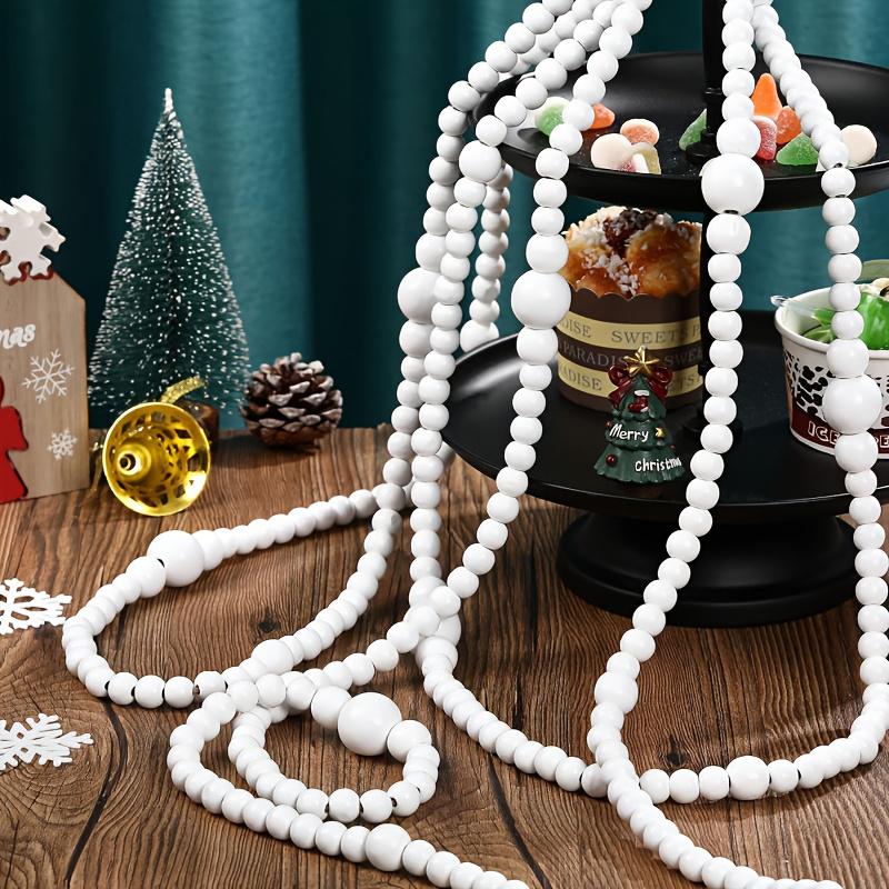 Wood Colored Christmas Bead String Wooden Bead Garland Christmas Tree Decoration Wooden Bead Fireplace Decoration