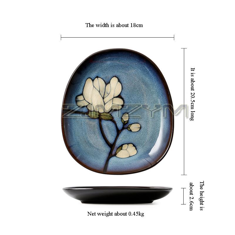 

Керамическая тарелка «Креативная магнолия», цветная керамическая посуда с подглазурной глазурью, европейское современное искусство, нестандартная тарелка для димсамов с фруктами