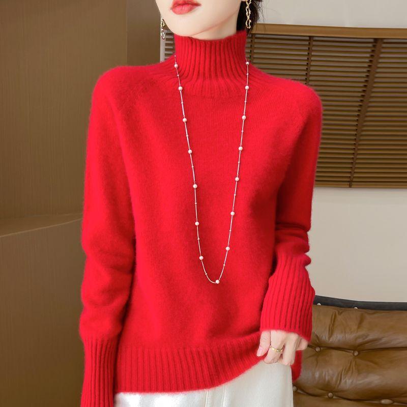 Neuer Herbst- und Winter-Rollkragen-Strickpullover in Übergröße, temperamentvoll, schlankmachend und warm, lockerer, verdickter Pullover, Basisshirt für Damen