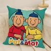 Klassische Reto Cartoon P-Pat & Mat 2 Kissenbezug Natürlicher Leinen Doppelseitiger Druck Sofa Heimdeko Kissenhülle