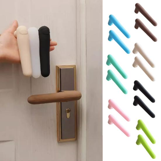 2Pcs Silicone Door Handle Covers Universal Anti-Collision Anti-Static Safety Door Lever Grip Handle Cover Bumper Protectors Cushions