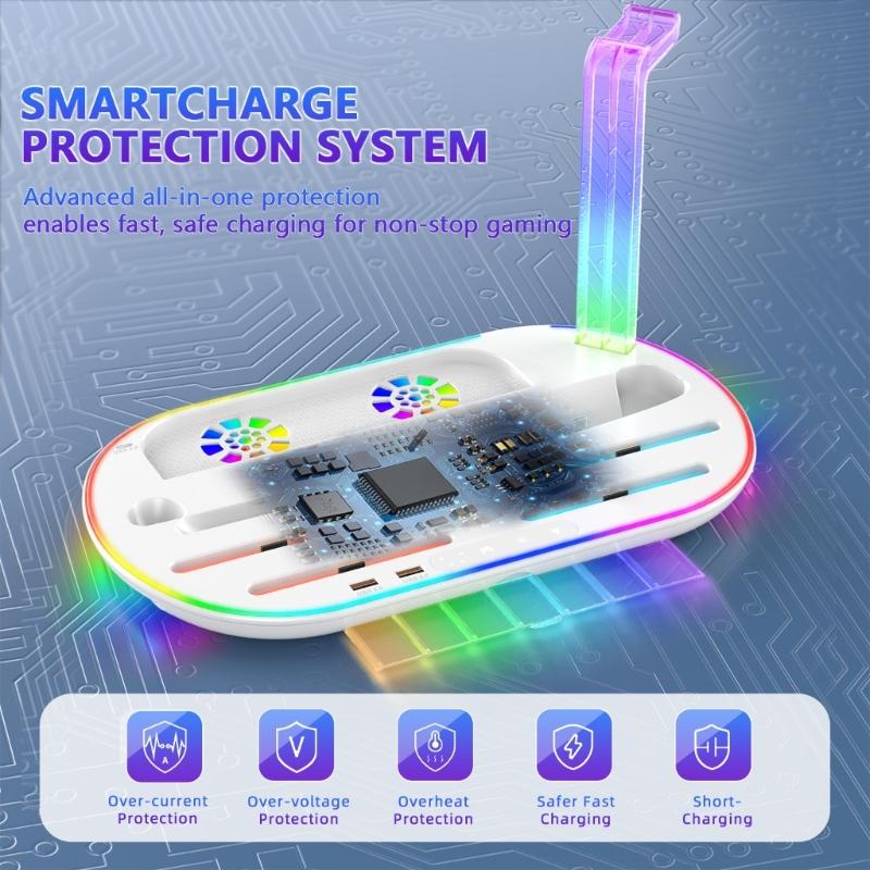Charging Dock with Card Storage ABS Material Functional for Secure Charging and Organized Gaming