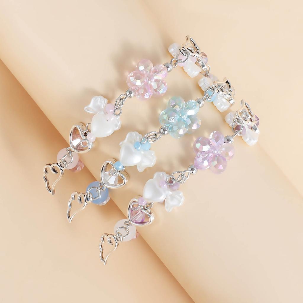 Acrylic Heart Bowknot Bracelets for Women Aesthetic Tassels Handchain Stylish Wristband Jewelry for Fashion Individuals
