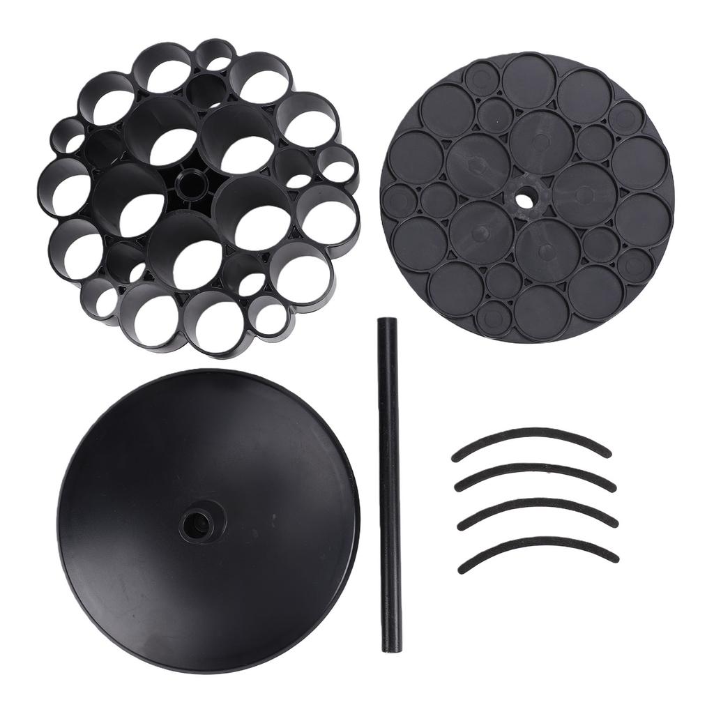 25 Hole Hair Brush Holder 360 Degree Rotating Detachable Base Salon Brush Storage Stand Organizer Black