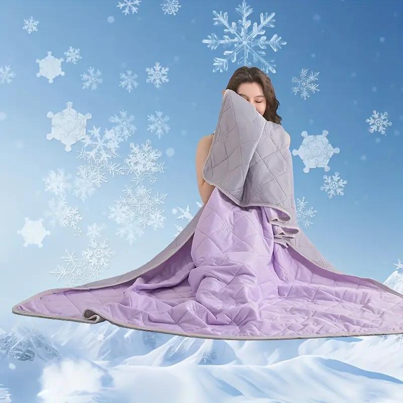 

1pc Cooling Blanket, Lightweight Breathable 100% Polyester with Reversible Geometric Design, for Hot Sleepers Night Sweats Relief & Couch Travel Use 39.37''*59.06'' світло-фіолетового кольору