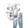 Summer Women's Tops V-Neck Seven Sleeve Shirt Spring Summer Floral Printed Tops Casual Shirt