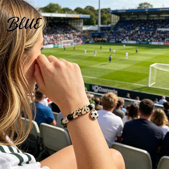 Daily Wear Bracelet 2026 Soccer Game Themed Sparkling Rhinestones Inlaid