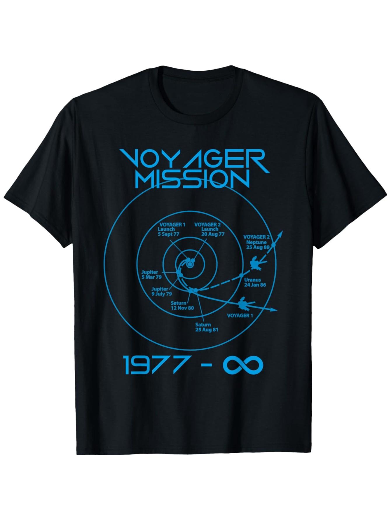 Traveler 1 and 2 Spacecraft Space Exploration Trajectory T-shirt Men s Clothing, 100% Material Men s T-shirt Size S-4XL Optio... S