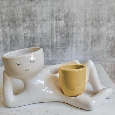 Lazy Guy Planter Pots For Indoor Plants Cute Resin Flower Head Planters Lying Down Figure Home Garden Decoration Gift