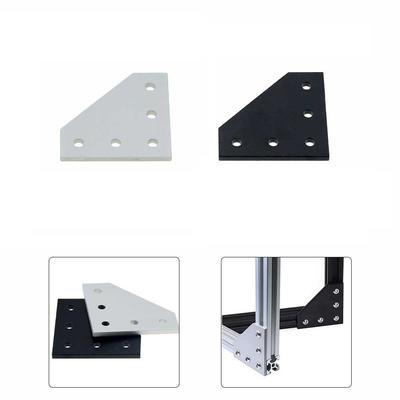 Silver Angle Bracket Without Screws 1pc 5 Hole 90 Degree Black