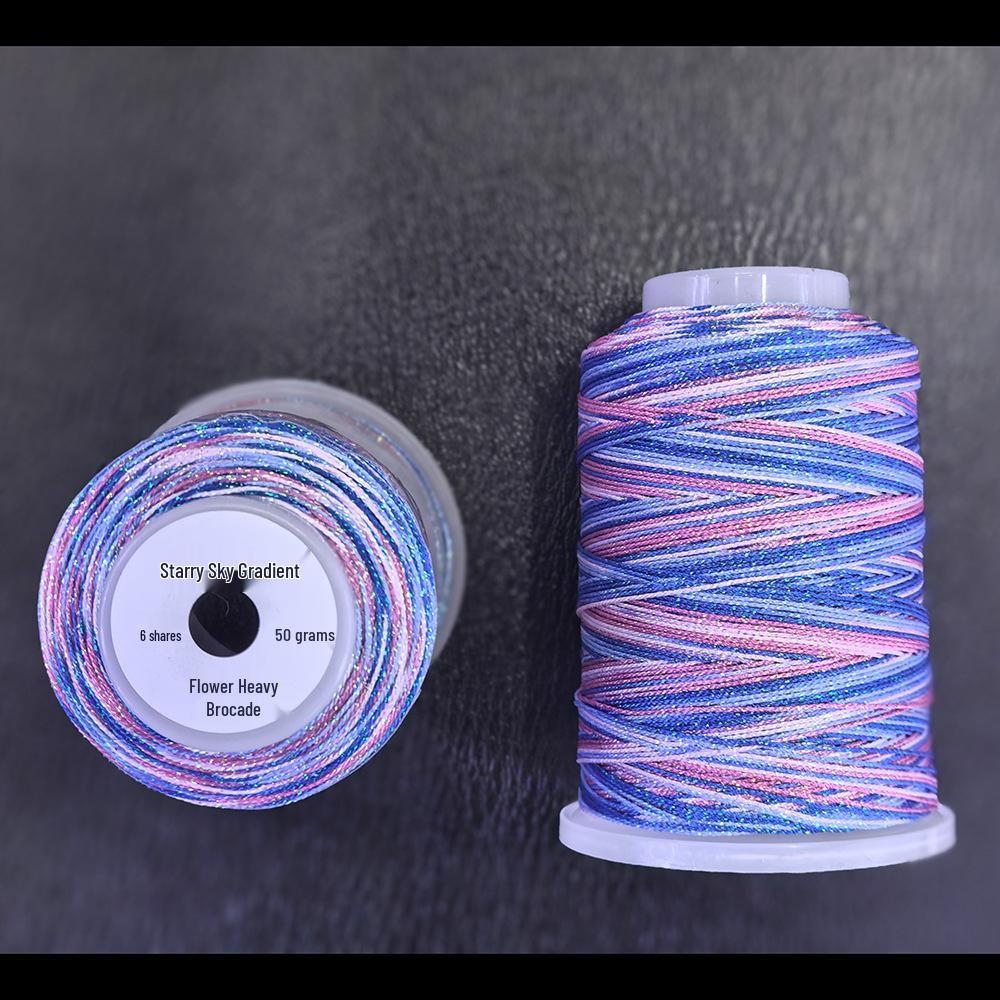 Starry Sky Gradient Yarn: 6-Strand Purple Illusion Tassel for DIY Bracelet & Handmade Weaving Accessories.