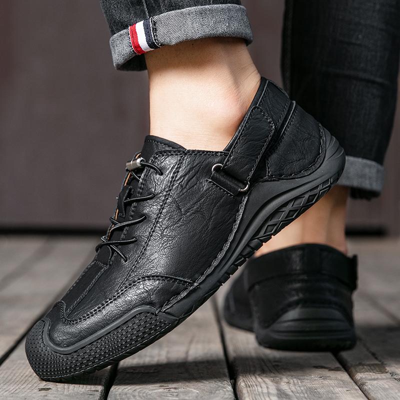 Leather Men Sneakers Flat High Quality Causal Men Shoes Boat Shoes Mesh Breathable Hiking Shoes