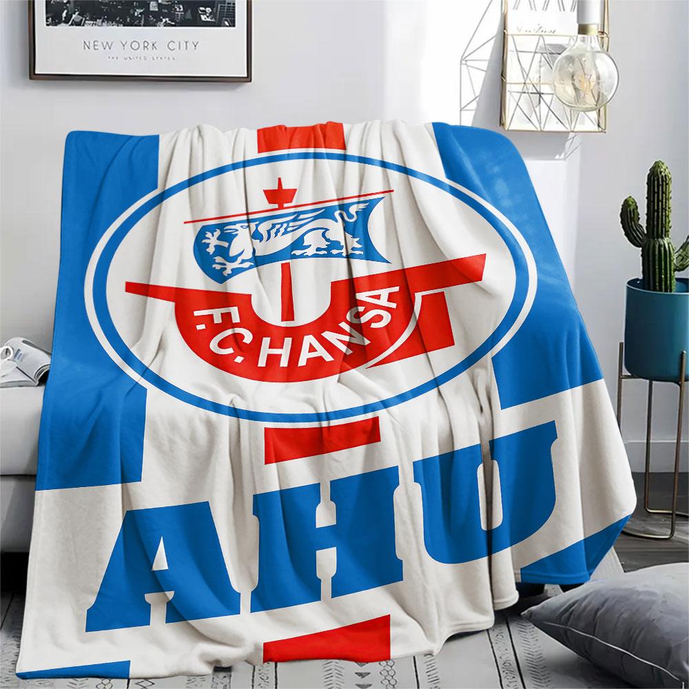 1PC FC Hansa Rostock Patterned Flannel Blanket Suitable For All Seasons for Home Decor Warmth and Comfort Gifts Holiday Present