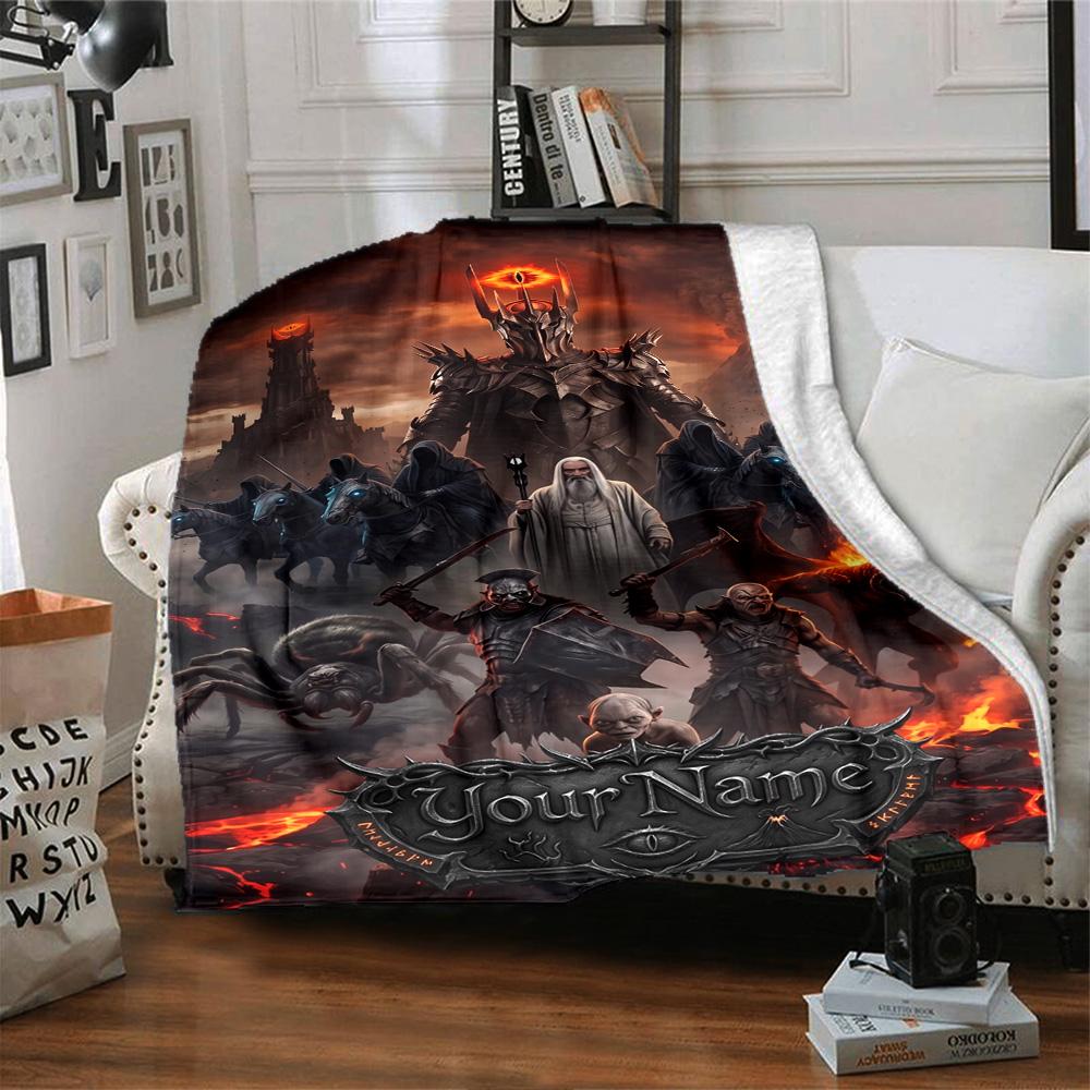 Lord Rings Personalized Name Blanket Gift Customizable Blanket Comfortable Throw For Nap Chair Sofa Bedding All-Season Use
