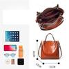Genuine Leather Women's Bag Wax Leather Large Capacity Bucket Bag New Solid Color Fashionable Shoulder Bag Commuter Crossbody