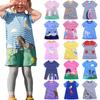 Girls Cotton Dress Short Sleeves Casual Summer Basic Jumpskirt Playwear Dresses