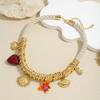 Vintage Handmade Charm Cord Necklace For Women Golden Ocean Animal Pendant Rope Chain Jewelry Summer  Wearing Gift