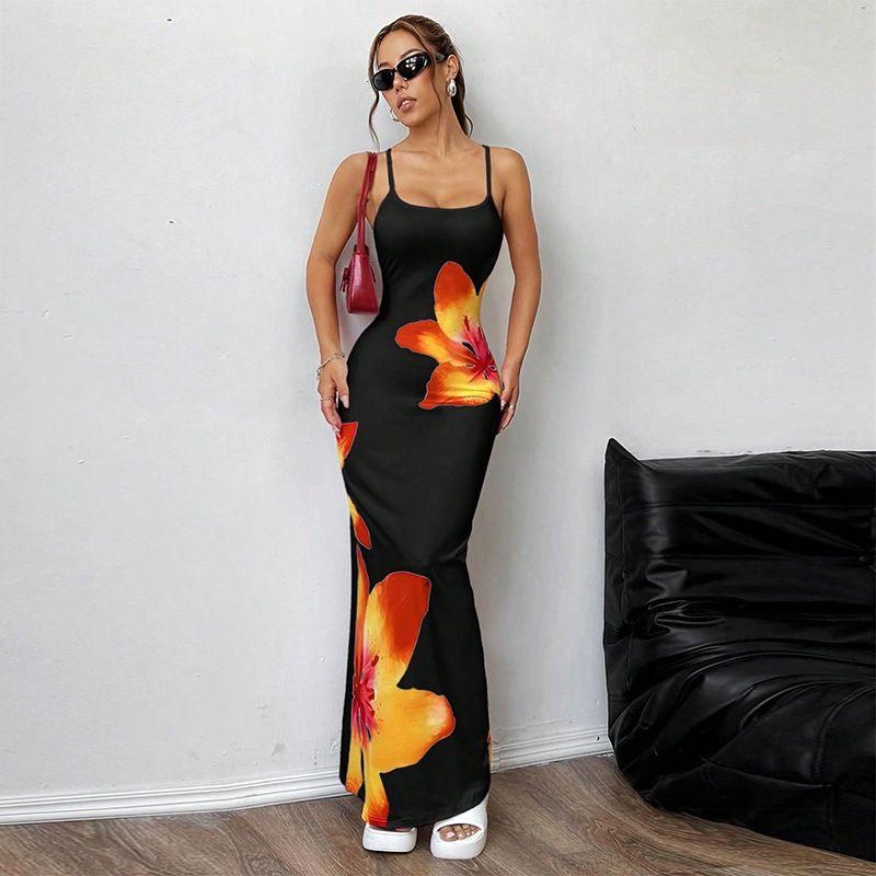 

Women clothes Summer New Sexy Western Style Sling Dress Tight Sheath One-Step Skirt Black S