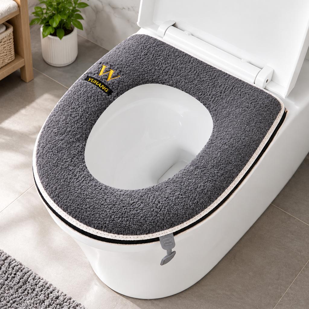 Zippered Plush Toilet Seat Cover for All Seasons