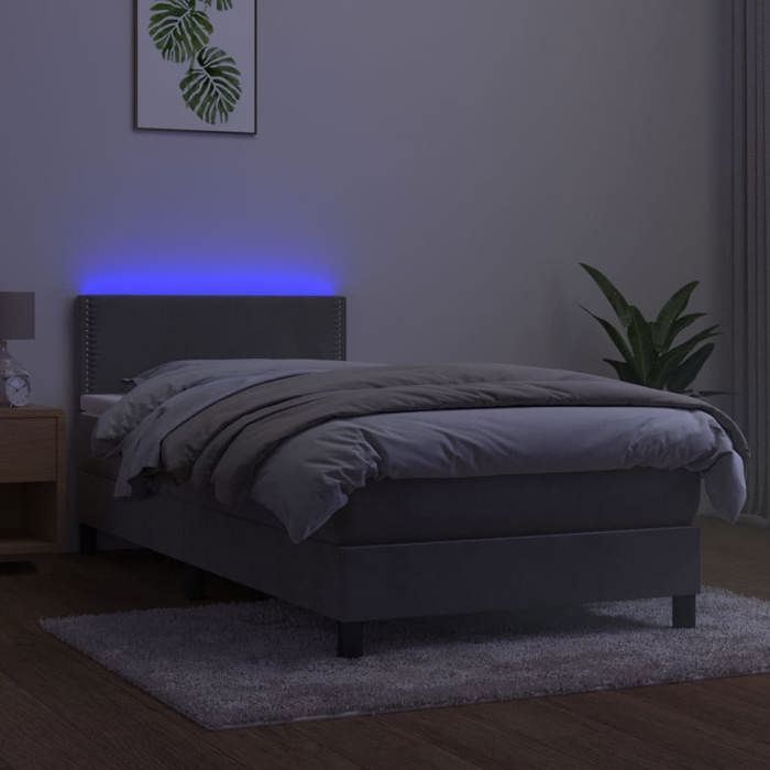 Maison Exclusive - Sommier à lattes de lit avec matelas et LED Gris clair 90x190cm